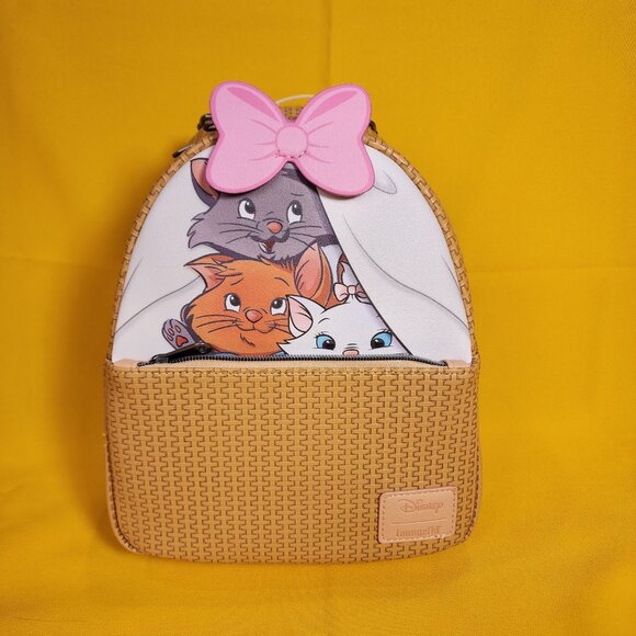Loungefly Disney The Aristocats Marie Kitten Basket Bow Brown Mini Backpack NEW - Picture 11 of 11